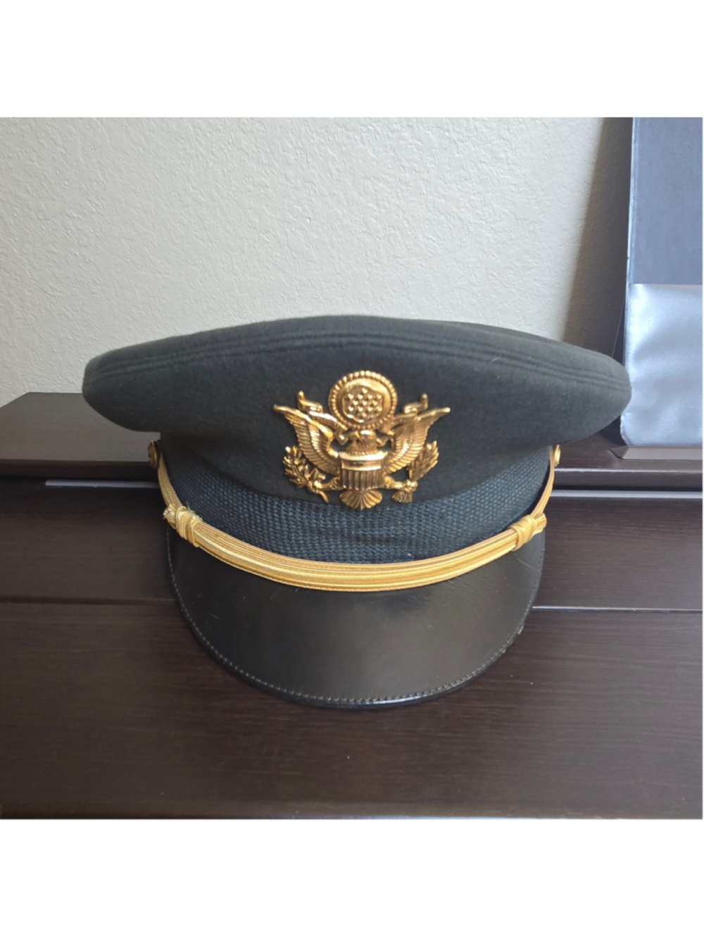 Men's Luxenberg Military Service Cap Hat One Size Black Gold